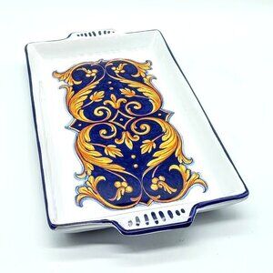 Hand Painted Ceramica Nova Deruta Italy Rectangular Serving Tray